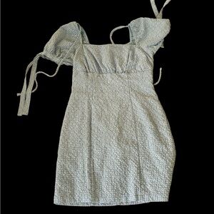 Altar'd State White Puff Sleeve Square Neck Mini Dress